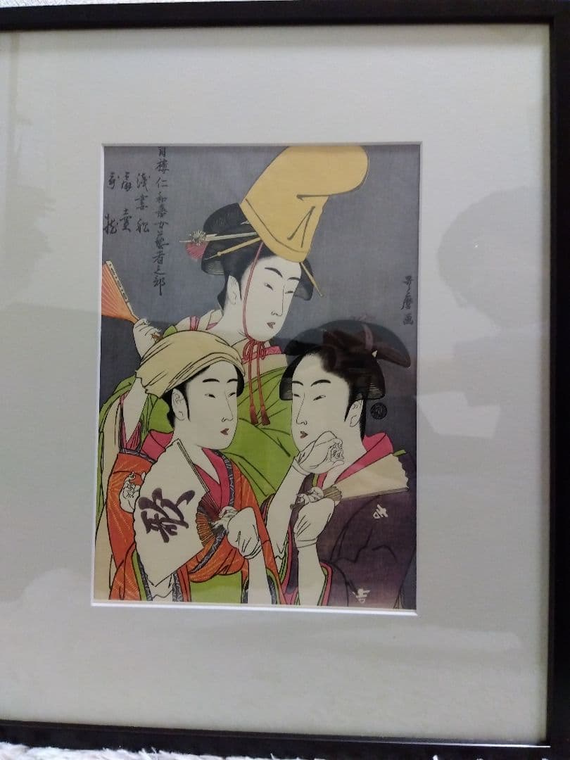 浮世絵 と新品額のセット　喜多川歌麿　歌麿名作撰　悠々洞出版　復刻版画