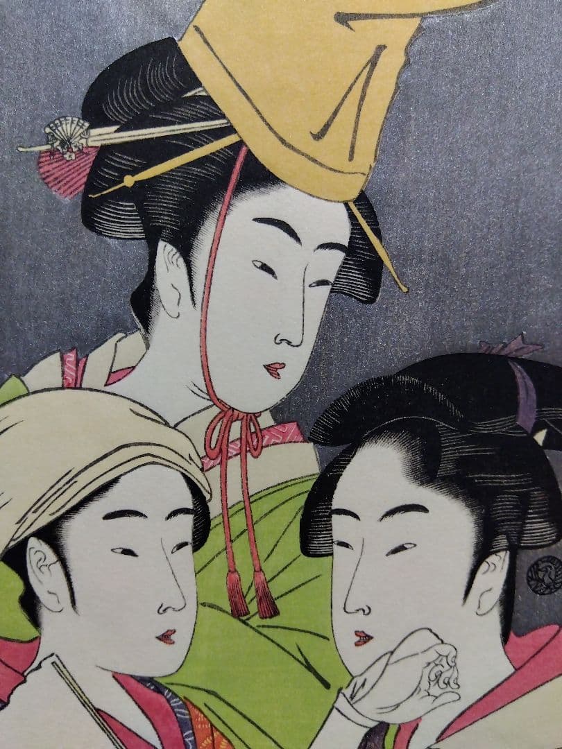 浮世絵 と新品額のセット　喜多川歌麿　歌麿名作撰　悠々洞出版　復刻版画