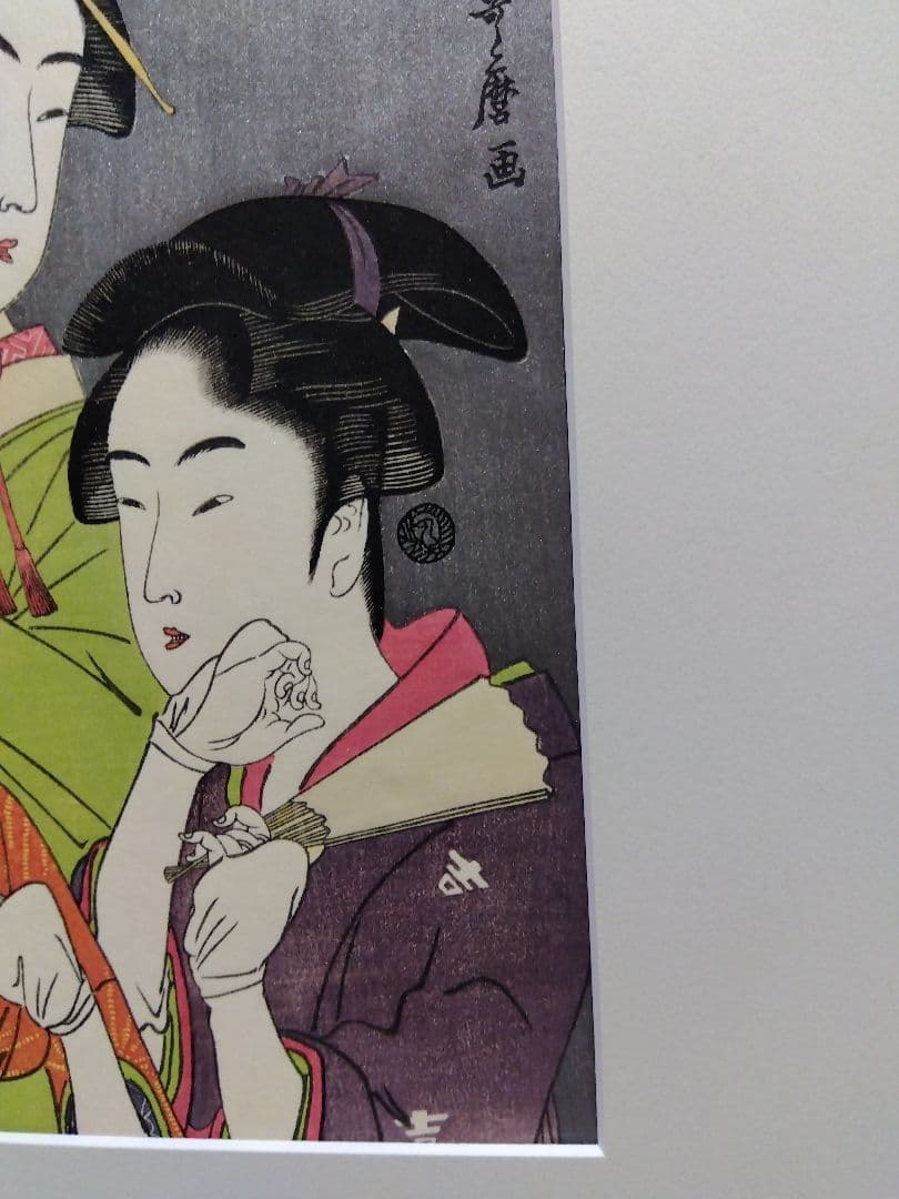 浮世絵 と新品額のセット　喜多川歌麿　歌麿名作撰　悠々洞出版　復刻版画