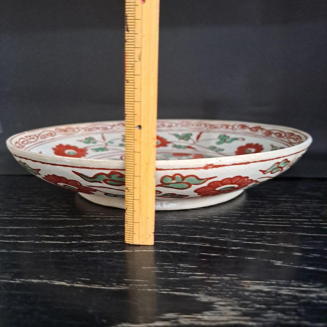 専用 です　 茶道具　安南呉須赤絵　16世紀頃　花鳥紋皿　　赤絵人物図　共箱入