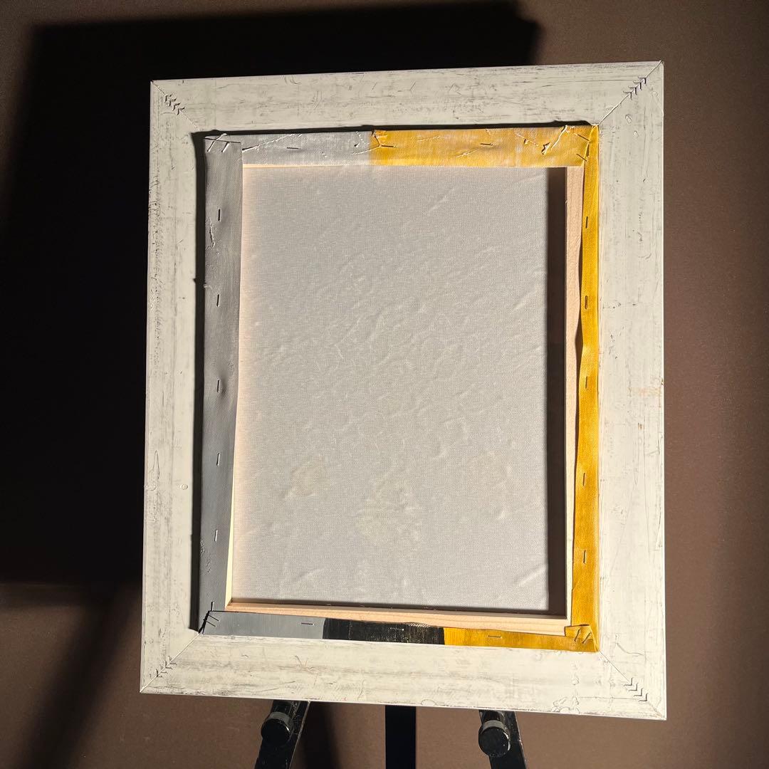 手書き油絵 花瓶の花 額付き 絵画 インテリア 油彩画