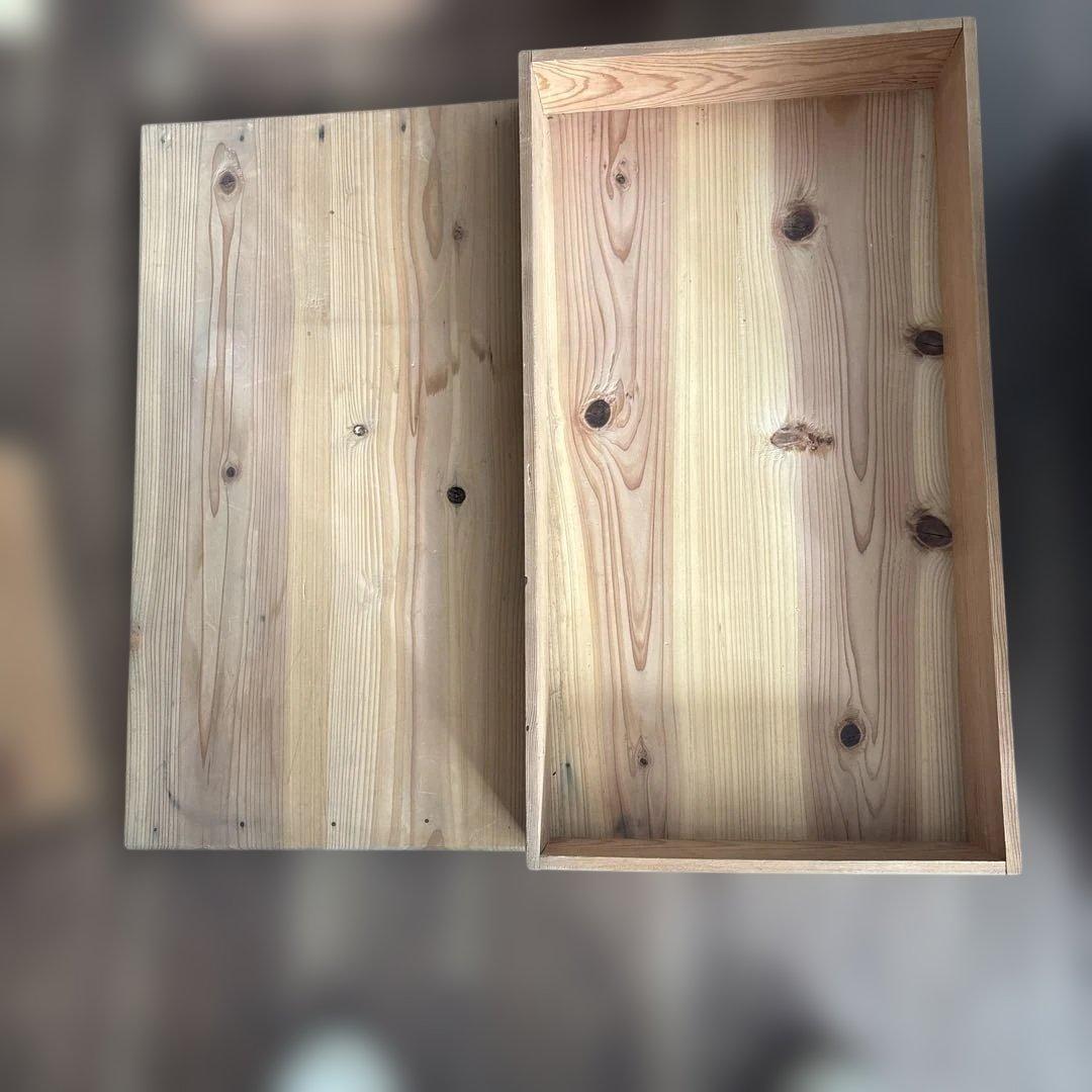 昭和レトロ箱　蓋付き　木箱　天然木木製無地 檜無垢材 アンティーク木箱4点セット