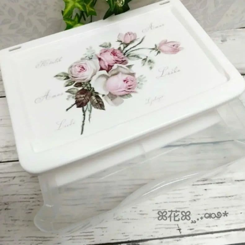デコパージュꔛ‬ꕤ インテリア雑貨♡引出し収納BOX♡薔薇♡小物入れ♡リメイク鉢