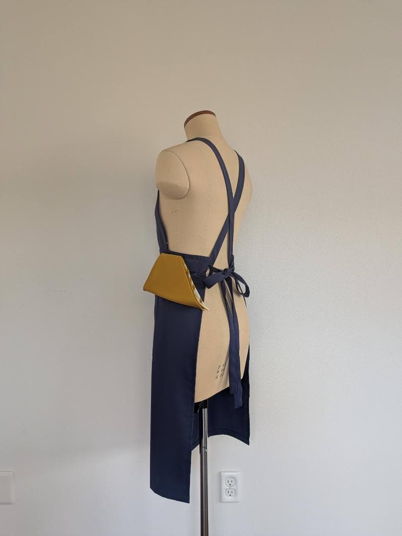 茶道　稽古着エプロン　ネイビー