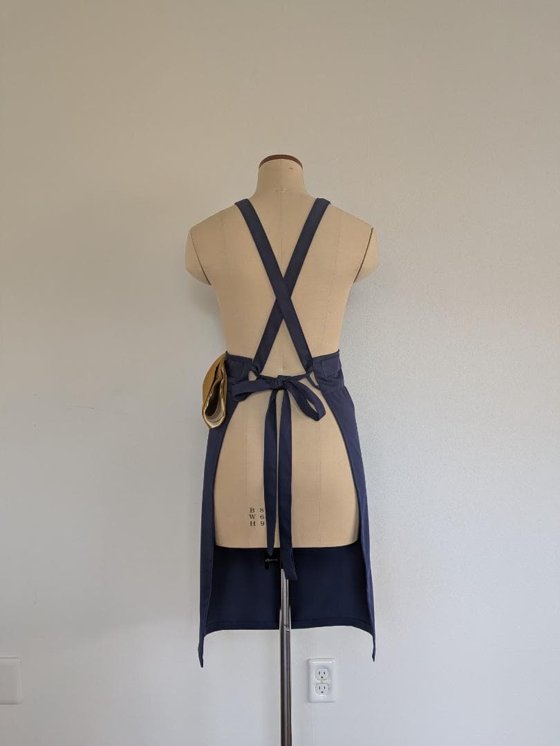 茶道　稽古着エプロン　ネイビー