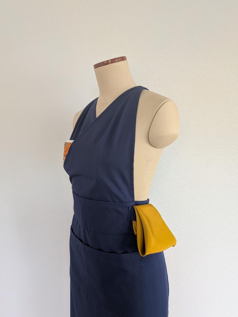 茶道　稽古着エプロン　ネイビー