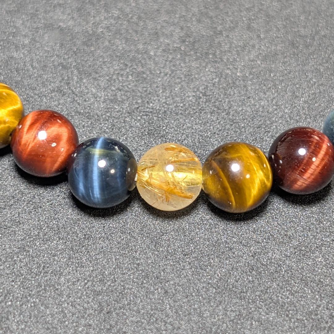 新たな事業の成功へ タイチンルチル 三種タイガーアイ 数珠 ブレスレット 8mm