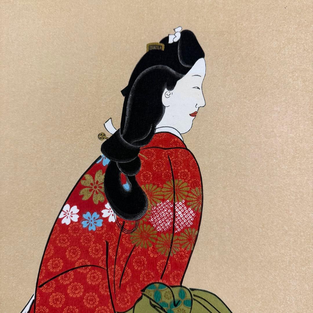 K26 菱川師宣 「見返り美人」 掛軸 日本画 紙本 工芸印刷 共箱
