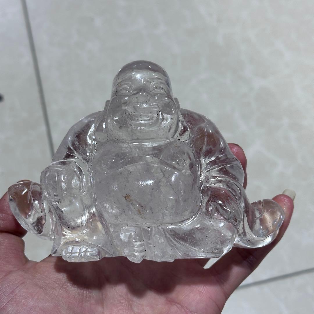 天然石水晶の大仏様　置物　ご購入前に在庫確認G.1407