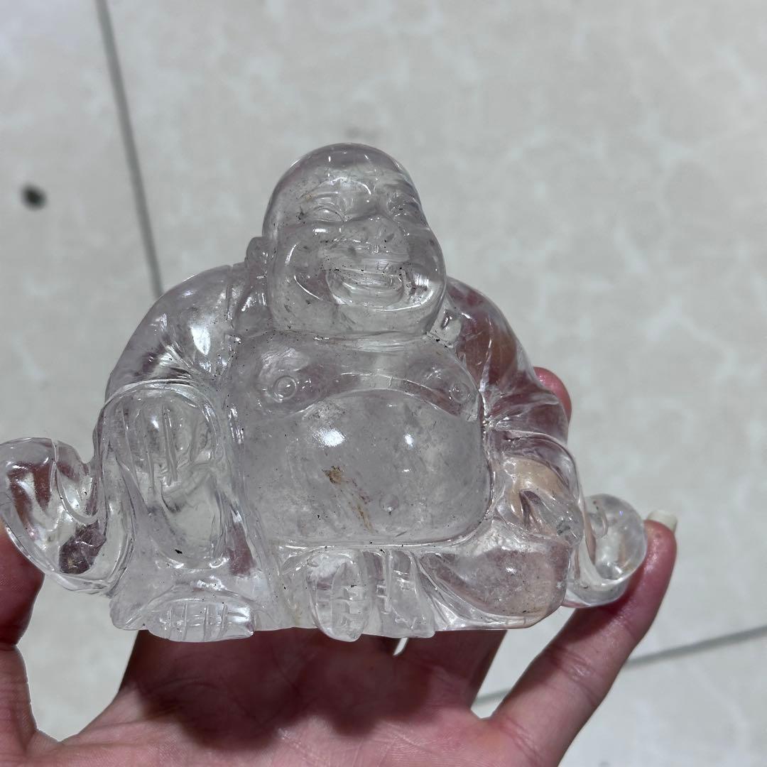 天然石水晶の大仏様　置物　ご購入前に在庫確認G.1407