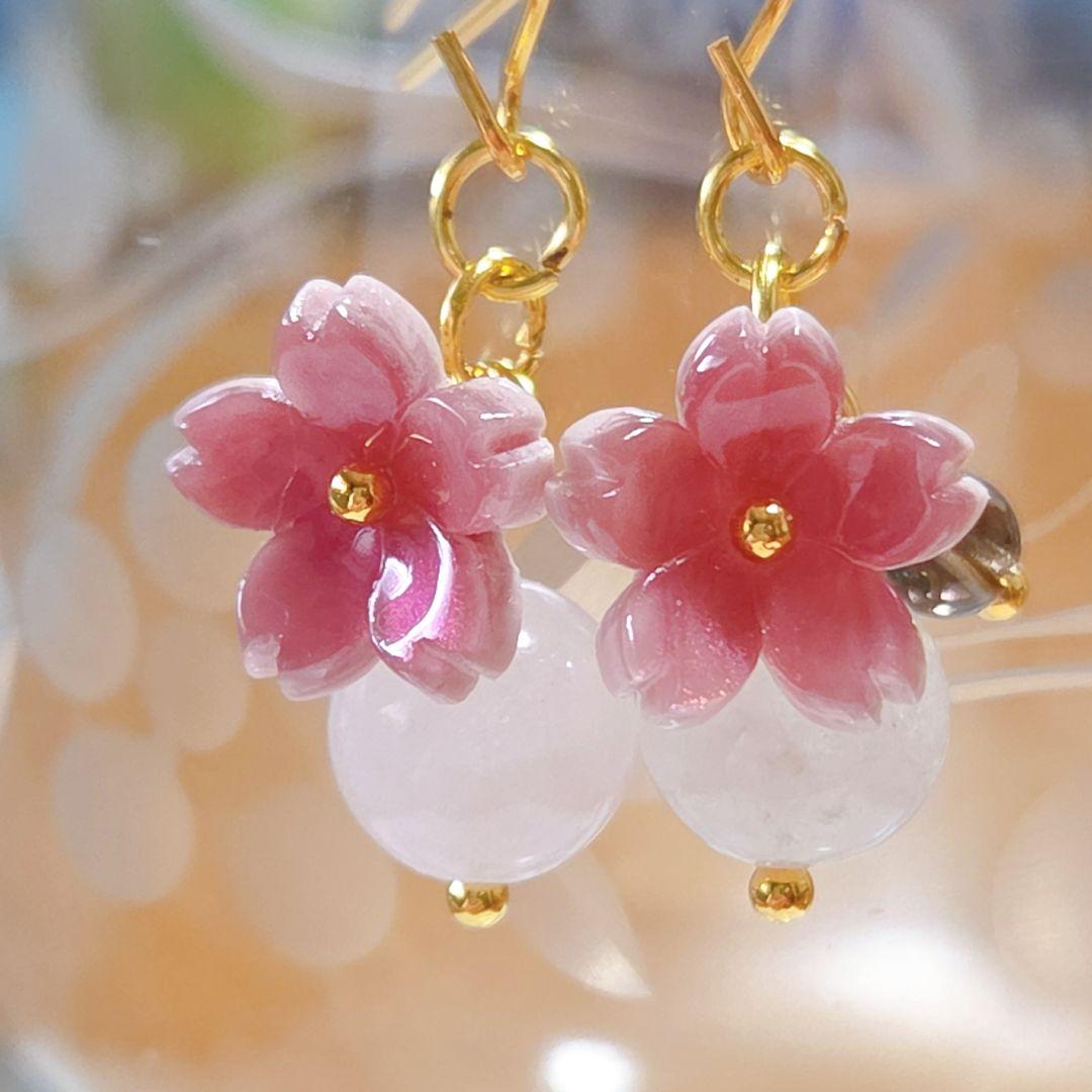 専用です☆お花とテラヘルツ鉱石とアメジストのピアス