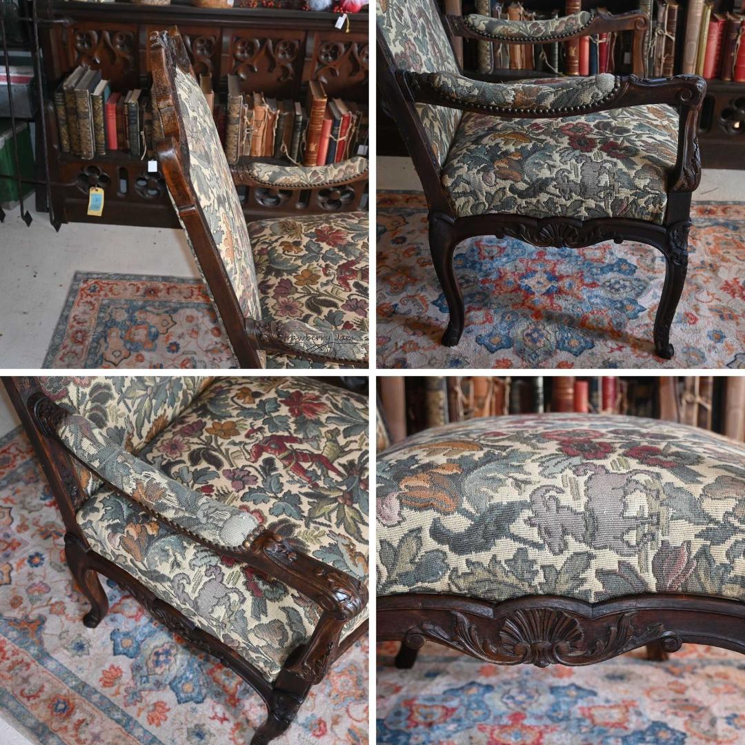 L3710-3-1 フランスアンティーク ソファ 布張りチェア 1人掛けソファ