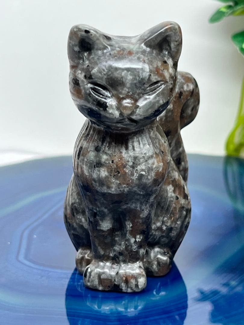 天然石　ユーパーライト　猫ちゃん　カービング　⭐️2212