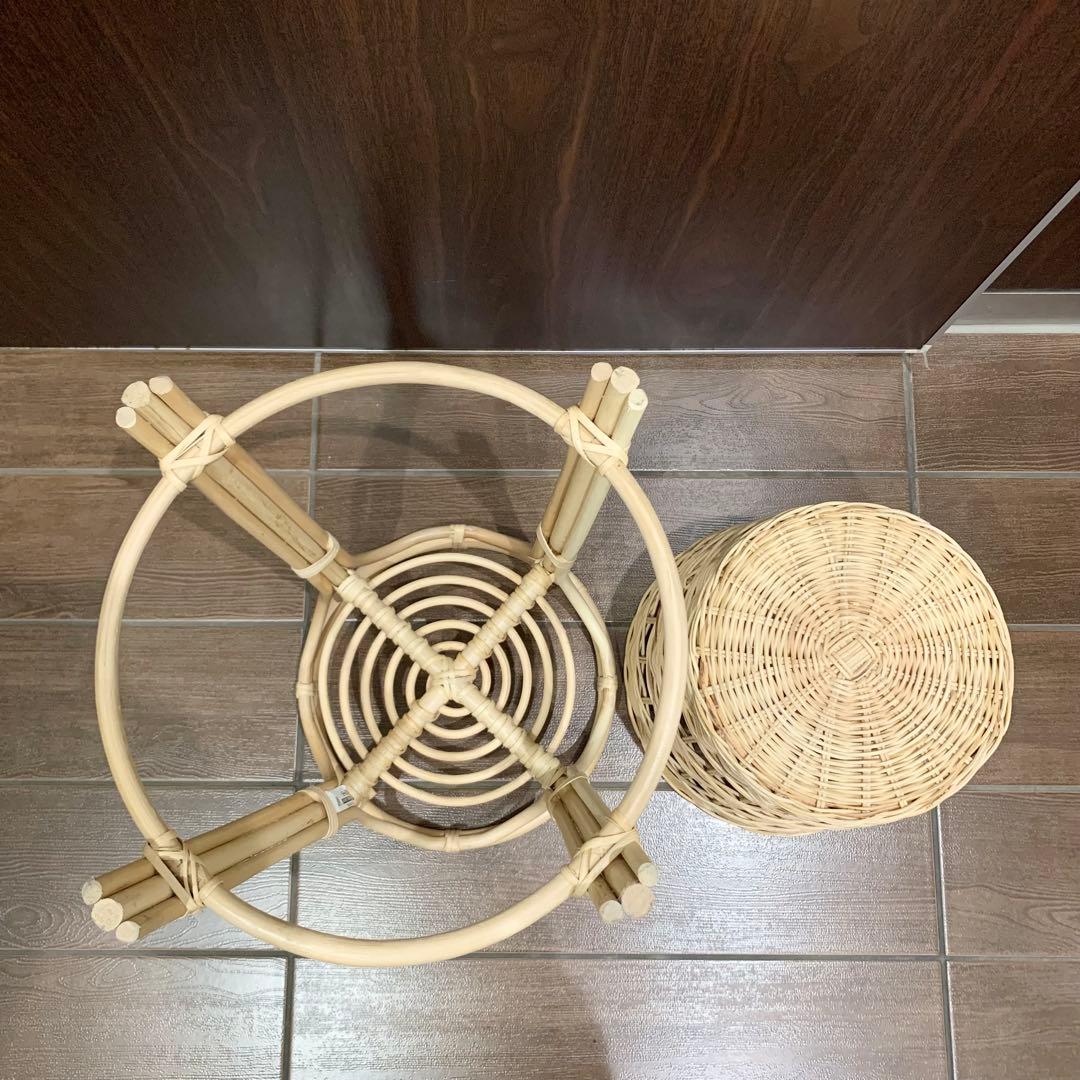 イケア トルクニング プラント 鉢 スタンド バスケット 台 ハンドメイド 籐