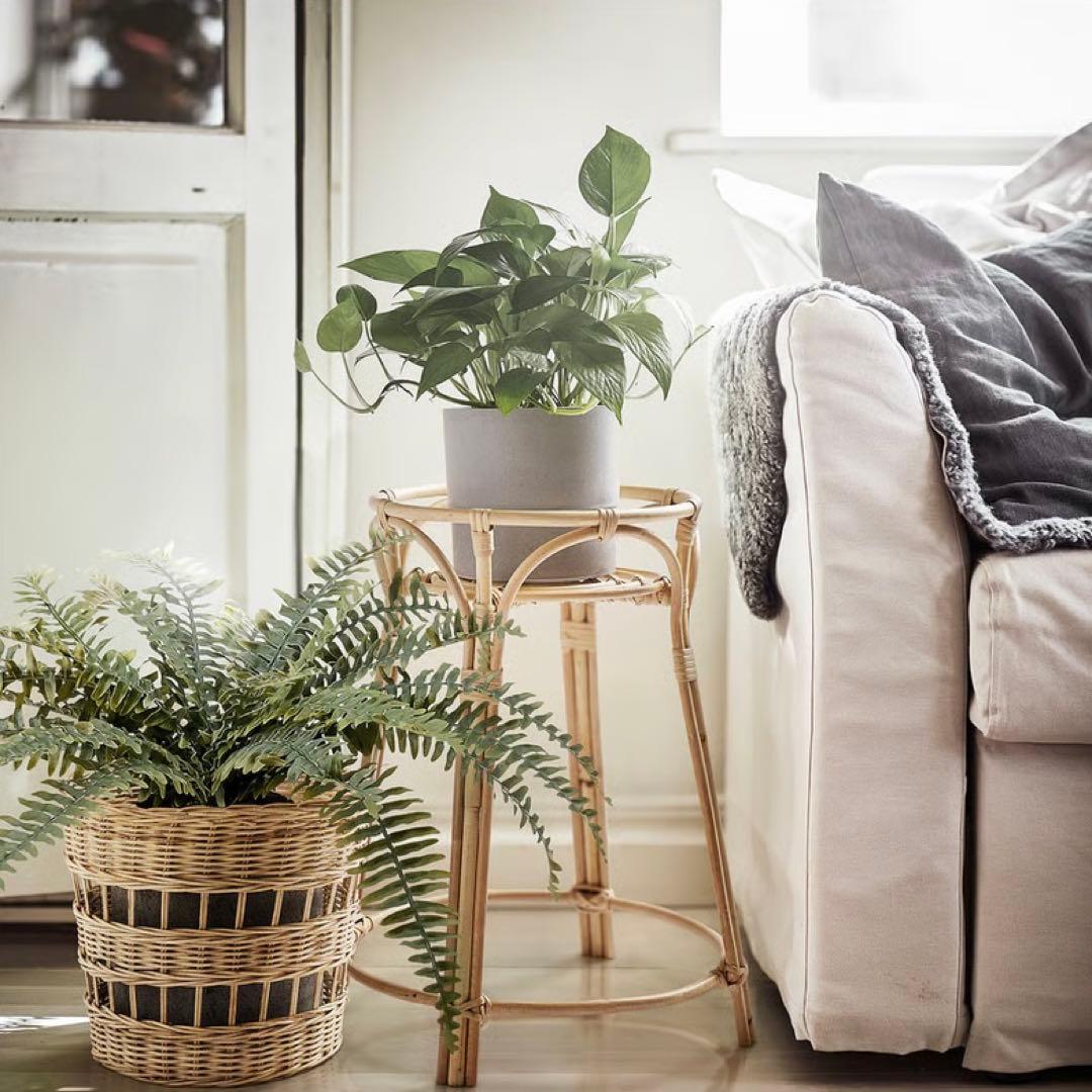 イケア トルクニング プラント 鉢 スタンド バスケット 台 ハンドメイド 籐