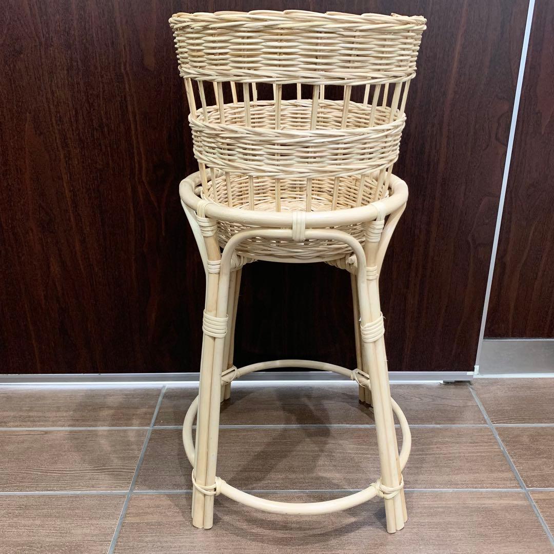 イケア トルクニング プラント 鉢 スタンド バスケット 台 ハンドメイド 籐