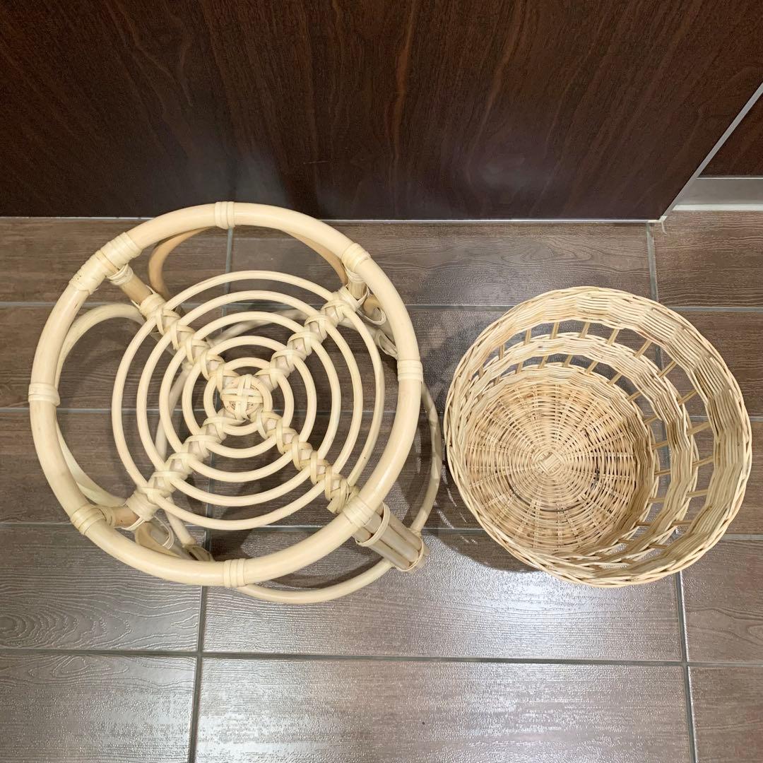 イケア トルクニング プラント 鉢 スタンド バスケット 台 ハンドメイド 籐