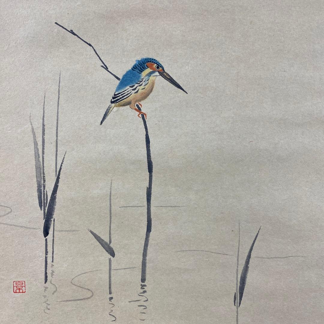 美品 掛け軸 大徳寺 矢野一甫作 川蝉画賛「泉聲」共箱 禅語 夏掛け