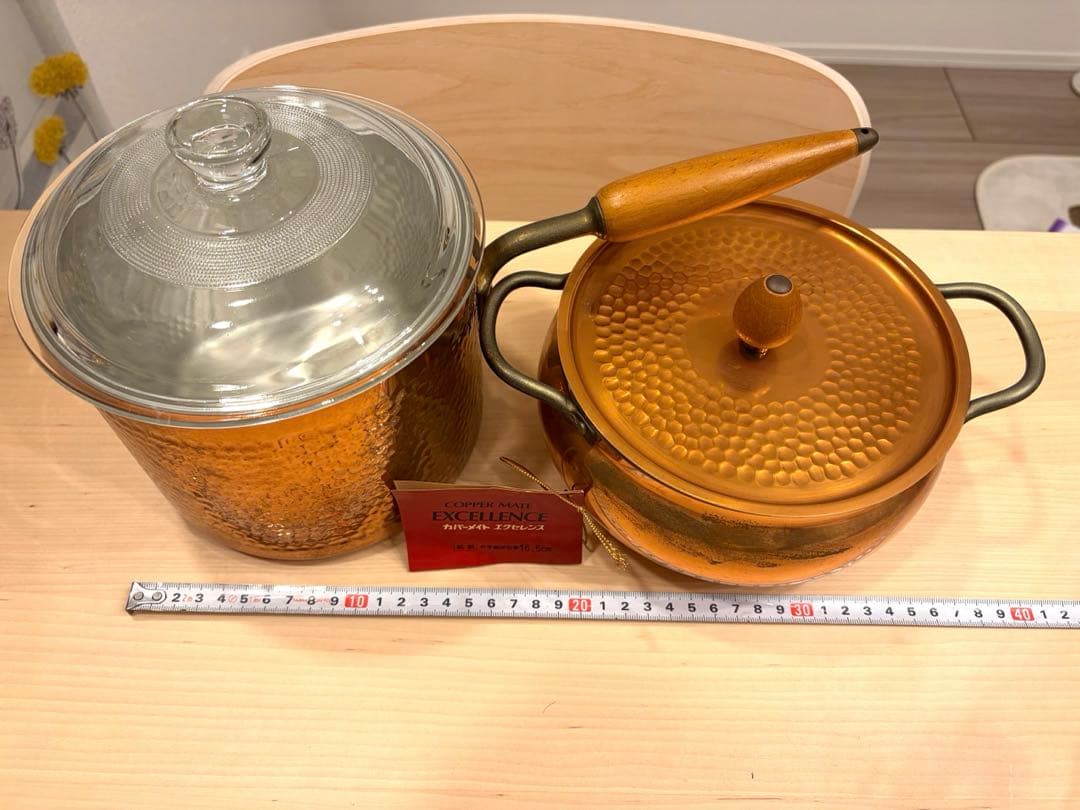【銅鍋2点セット】純銅COPPER MATE ヴィンテージ 両手・片手鍋 家庭用