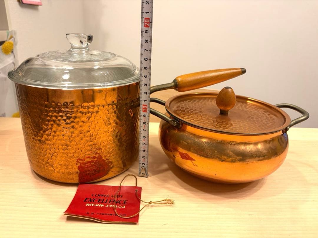 【銅鍋2点セット】純銅COPPER MATE ヴィンテージ 両手・片手鍋 家庭用