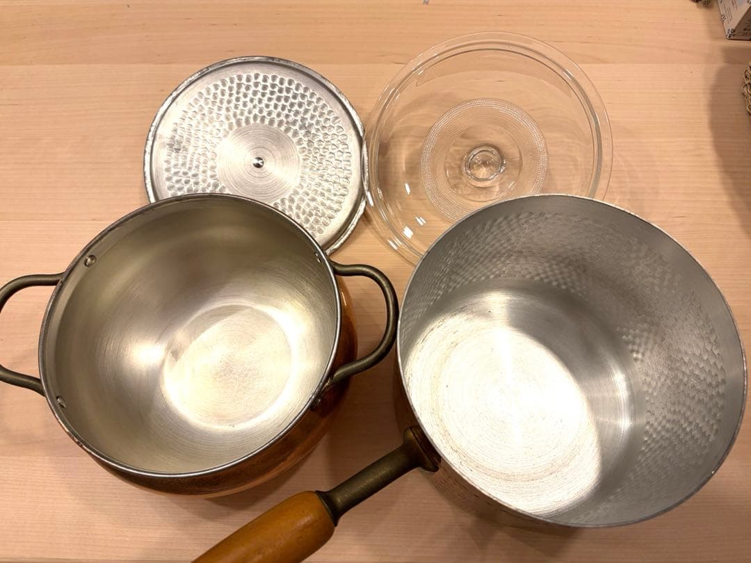 【銅鍋2点セット】純銅COPPER MATE ヴィンテージ 両手・片手鍋 家庭用