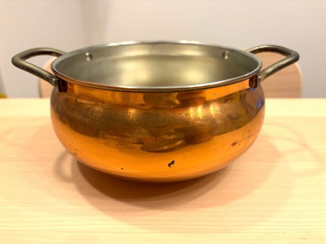【銅鍋2点セット】純銅COPPER MATE ヴィンテージ 両手・片手鍋 家庭用