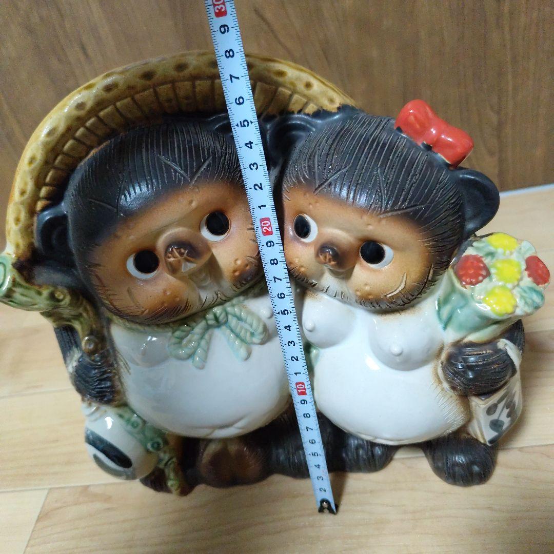 たぬき置物 ペアたぬき 陶器製　信楽焼