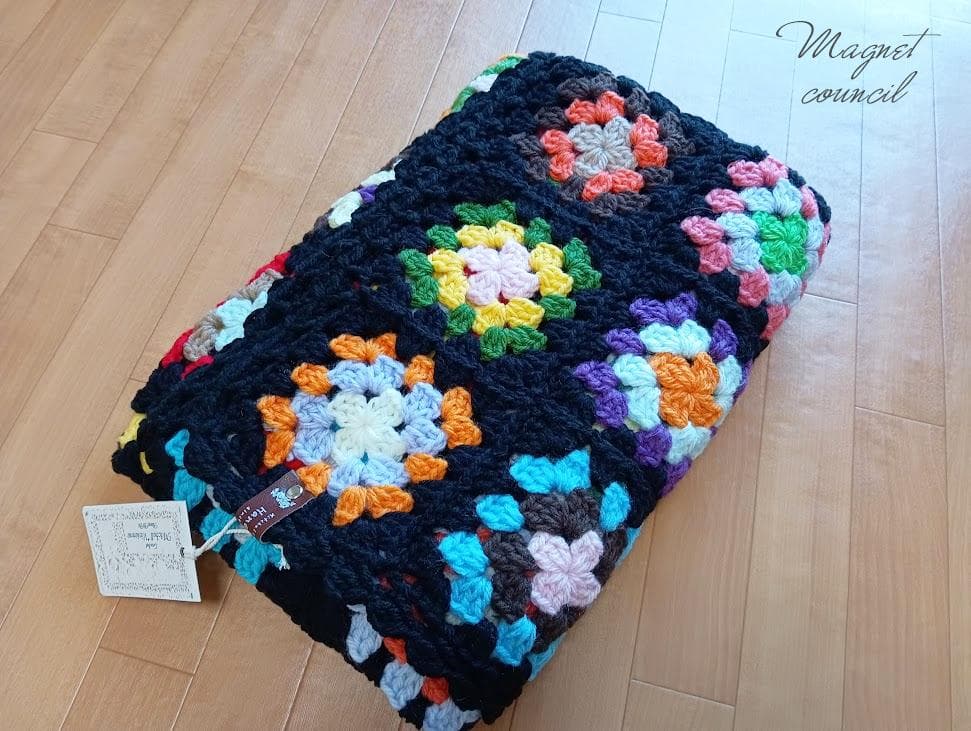 ハンドメイド グラニースクエアブランケット