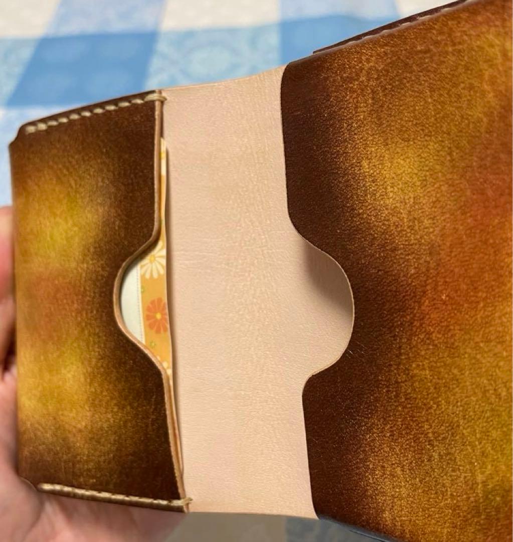 バタフライウォレット　コンパクト　手染め　ハンドメイド　本革　コンチョ