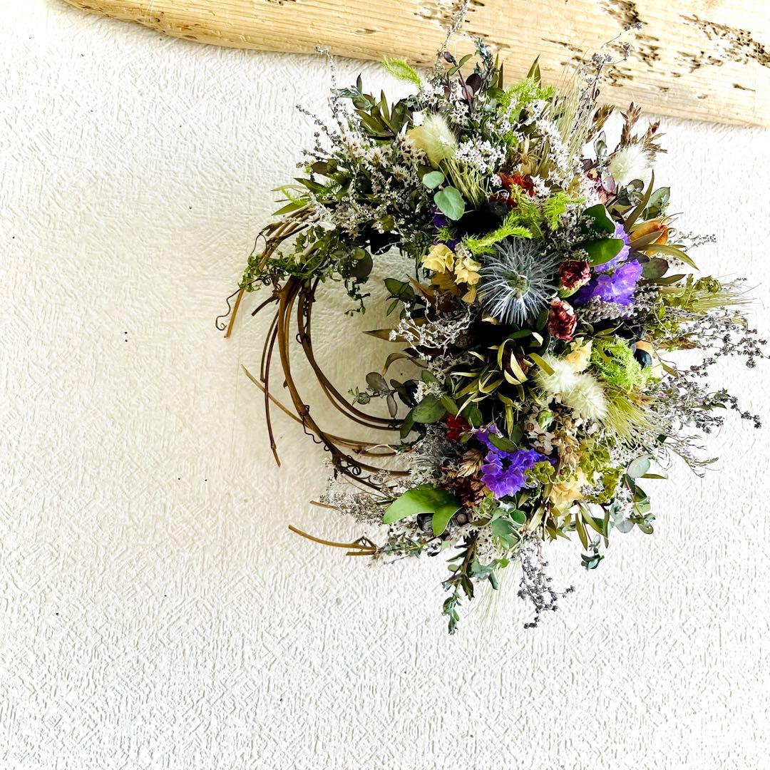 ドライフラワーリース　ドライフラワースワッグ　ミモザ　ラナンキュラス  ひな祭り