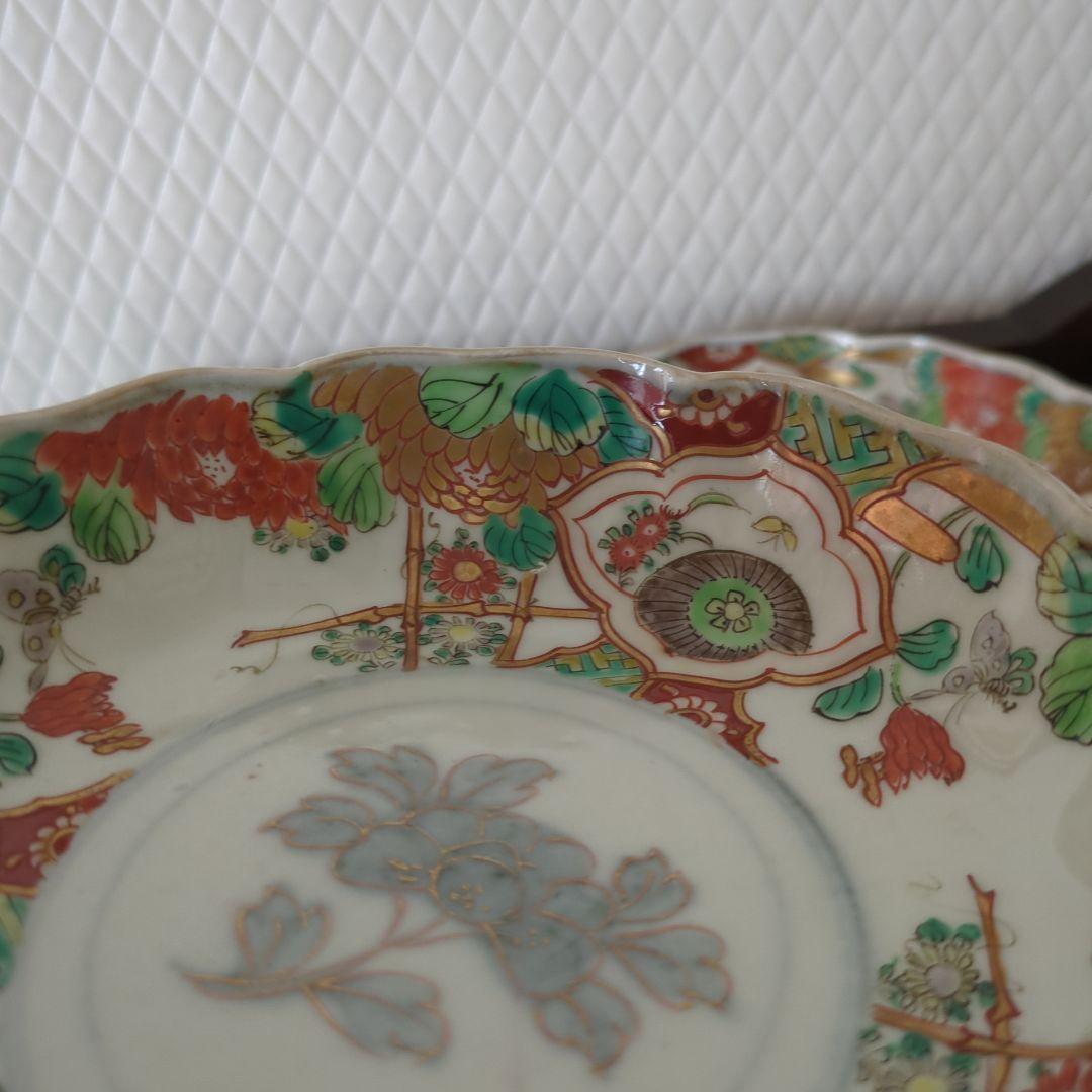 骨董　古伊万里　伊万里　色絵　金彩　器　なます皿　皿　花尽くし　5枚