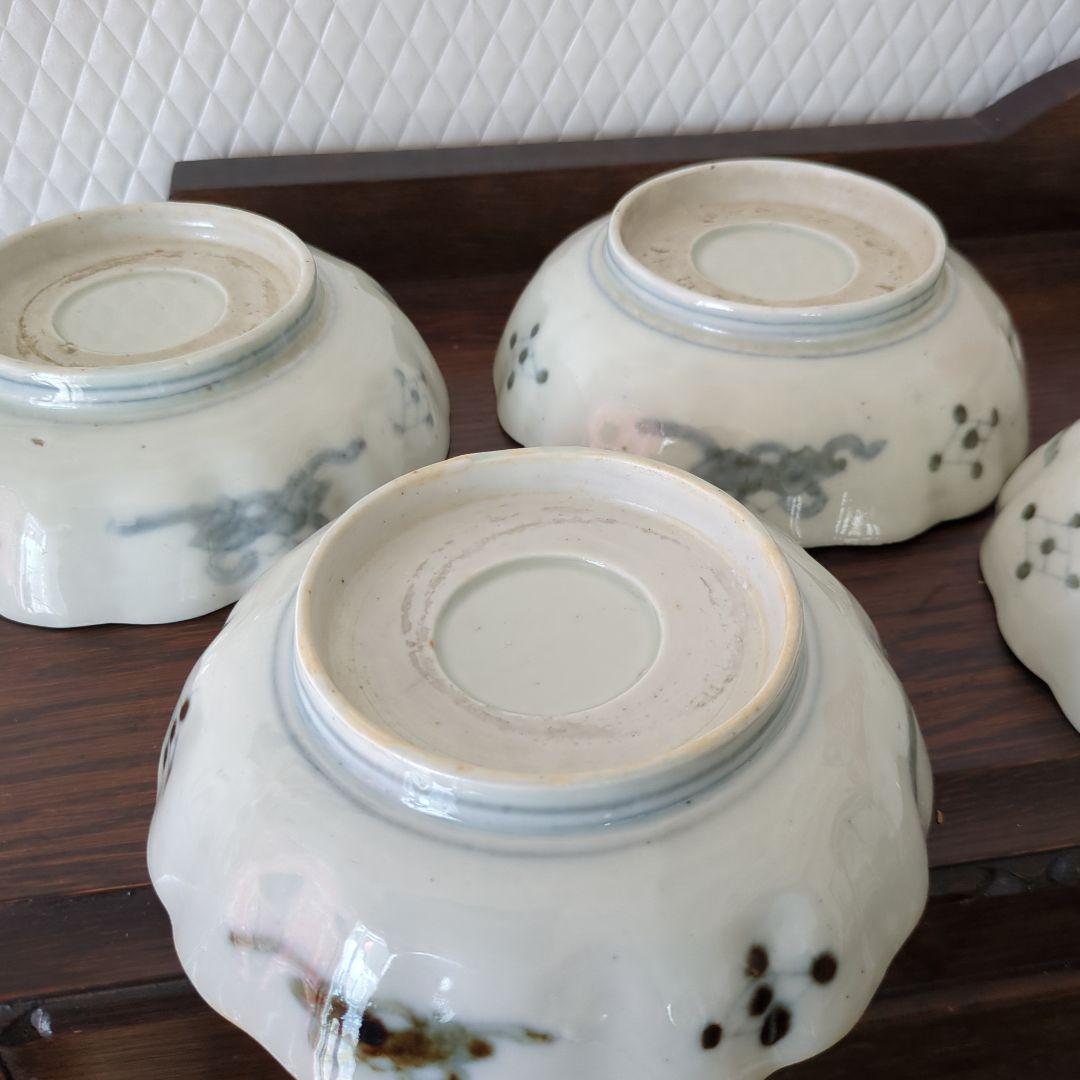 骨董　古伊万里　伊万里　色絵　金彩　器　なます皿　皿　花尽くし　5枚