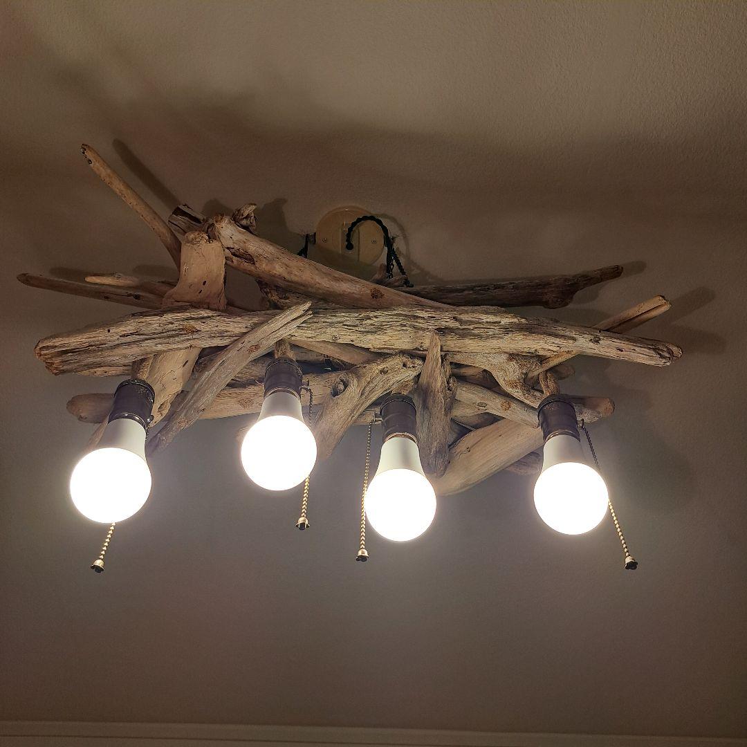 流木インテリア　6〜10帖　LED4灯ペンダントライト　食卓に　ヴィンテージ仕様