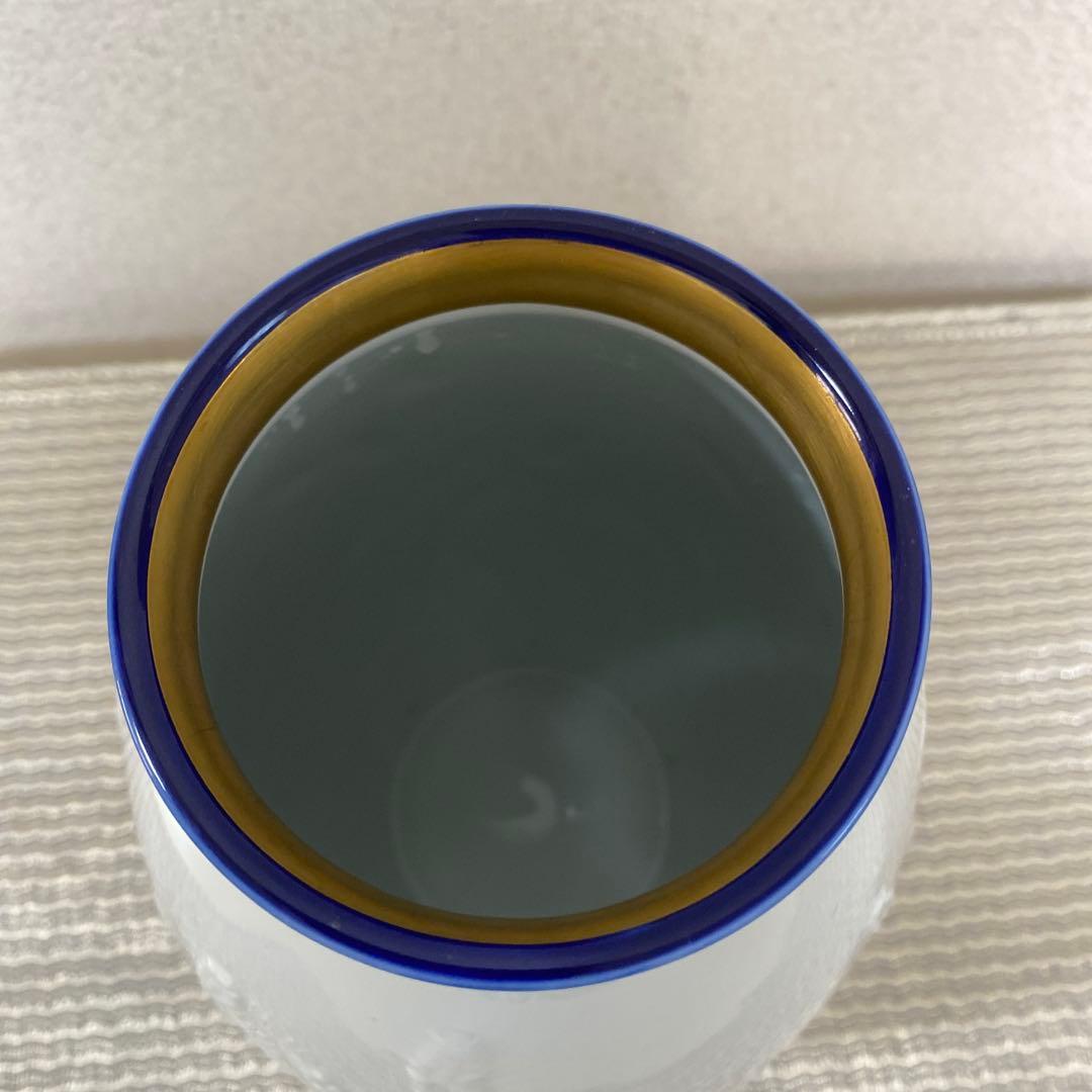 深川製磁 花瓶 金彩瑠璃ルブラン　麦彫刻