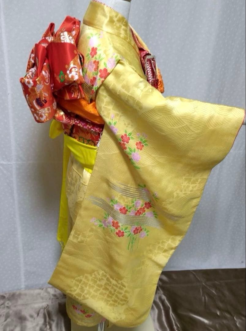 七五三　7歳　正絹着物　袋帯　小物セット　 比翼仕立て着物