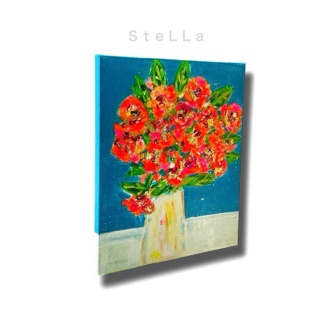 現代アート　北欧アート　壁掛け　花の絵　玄関　カラフル　北欧　モダン　ゴールド