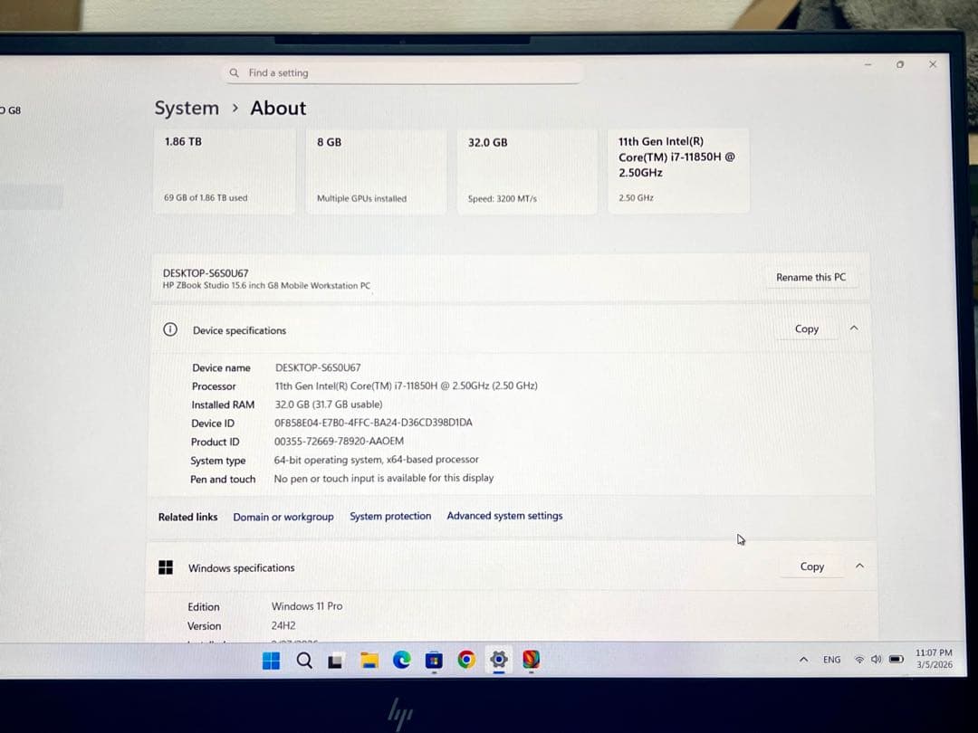 Windowsノート本体 HP ZBOOK STUDIO 15.6 INCH G8 RTX A4000