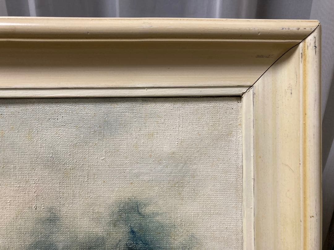 油彩 油絵 肉筆 ポーランド画家【ヤニナ・Ｂ・ポピエル】「(仮)湖畔の冬」サイン