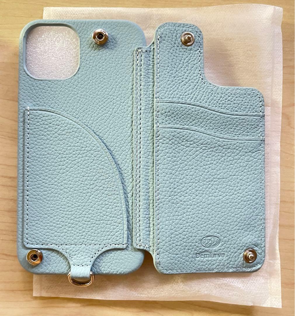 DEMIU 手帳型 iPhone13ケース POCHE 本革 スカイブルー　新品