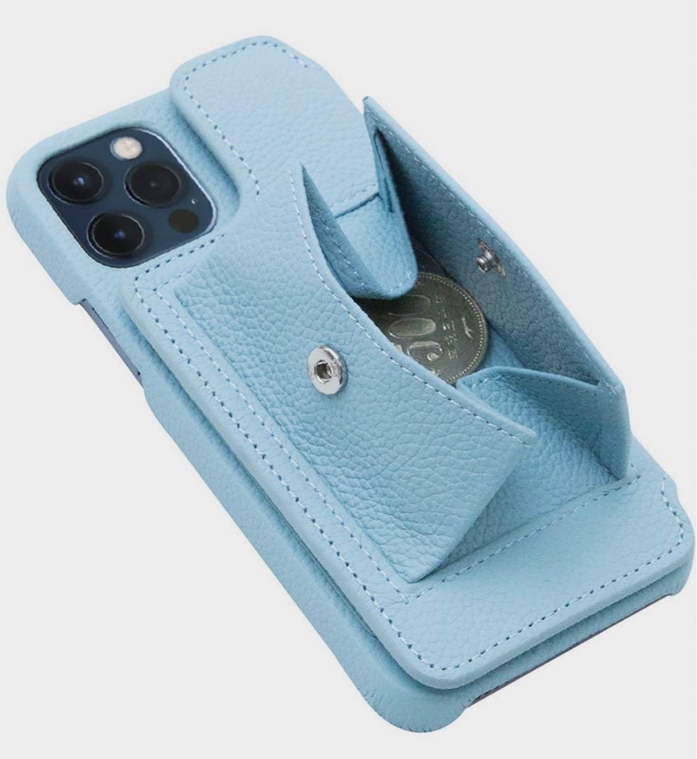 DEMIU 手帳型 iPhone13ケース POCHE 本革 スカイブルー　新品