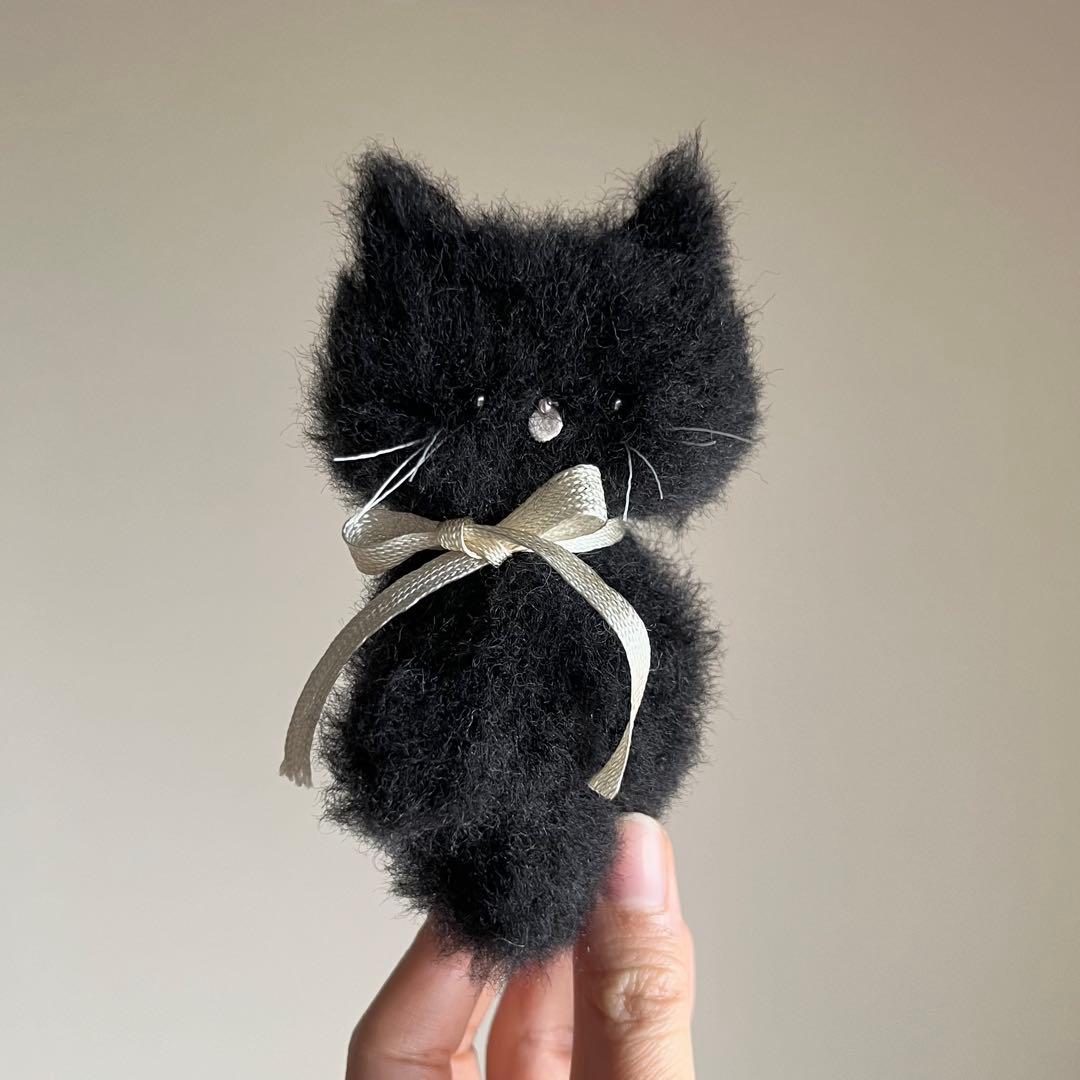 黒猫　ちいさなネコ　猫　ぬいぐるみ　作家　テディベア　アートドール　38a