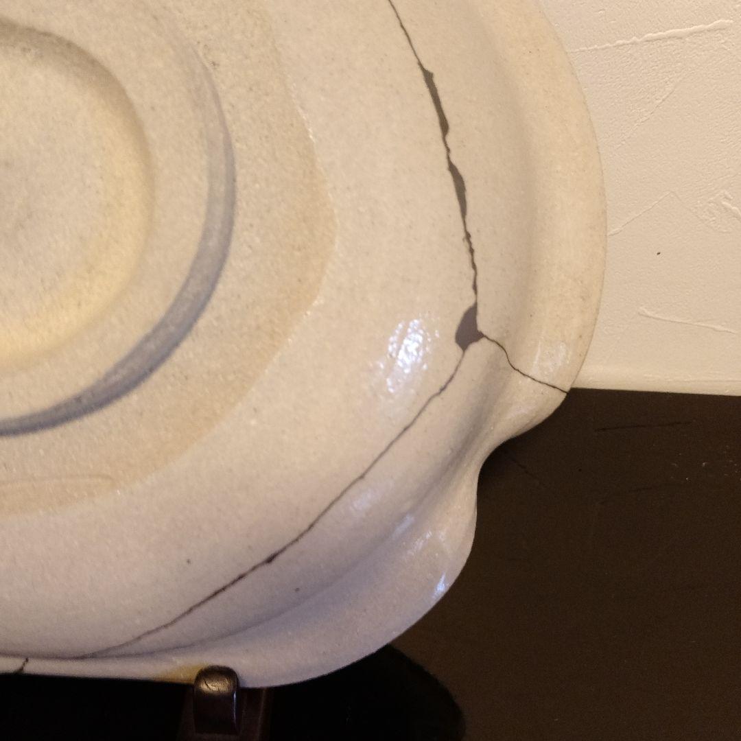 唐津山瀬窯田中佐次郎先生作品 花　大鉢縦25横28 銀継ぎの美！併せて鑑賞下さい