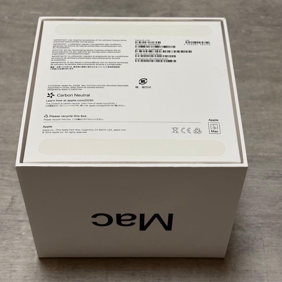 M4 Mac mini メモリ24GB SSD256GB