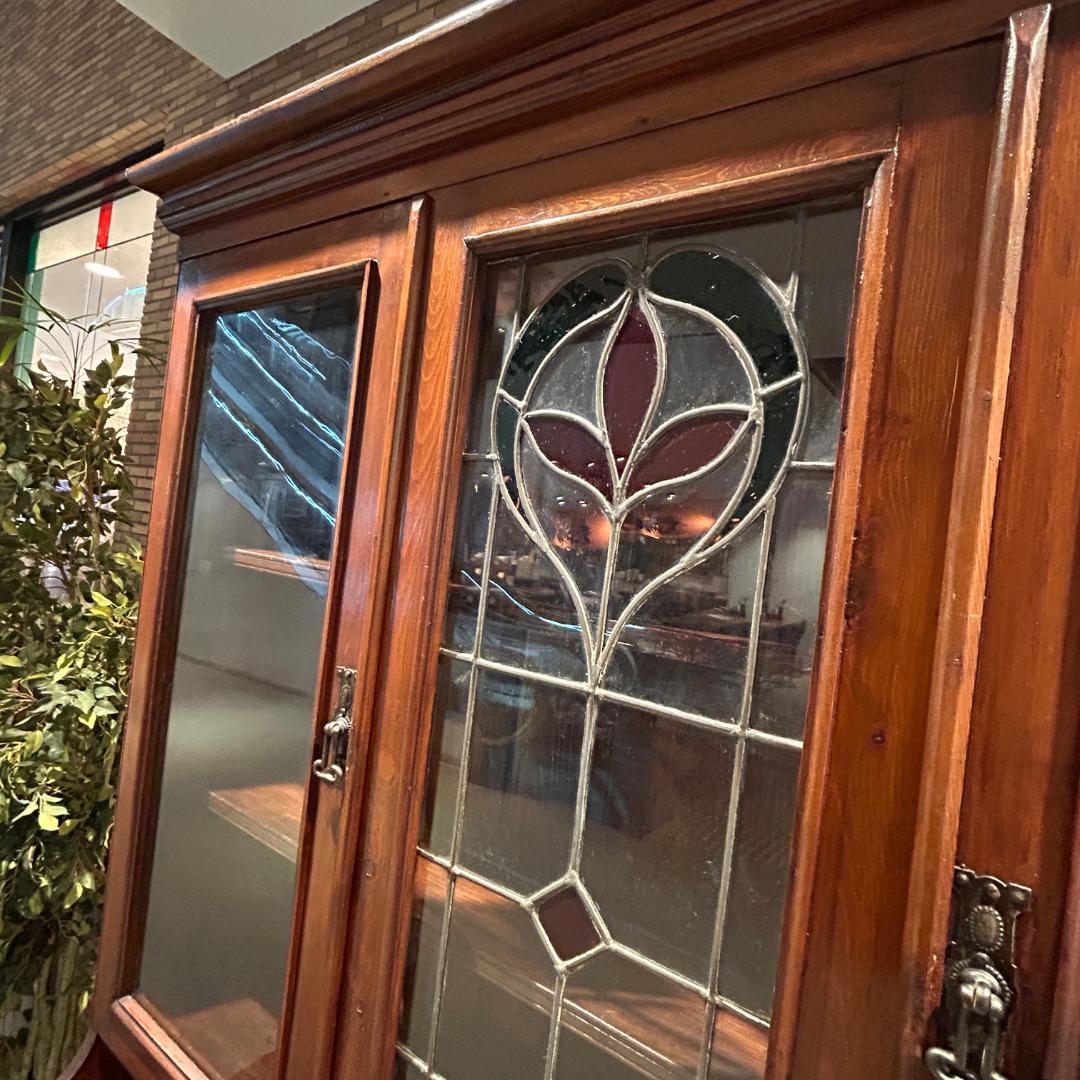 ♥英国アンティーク カップボード 食器棚 ステンドグラス