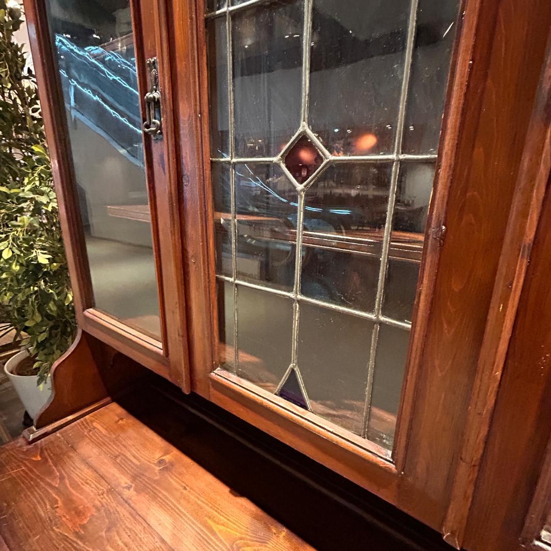 ♥英国アンティーク カップボード 食器棚 ステンドグラス
