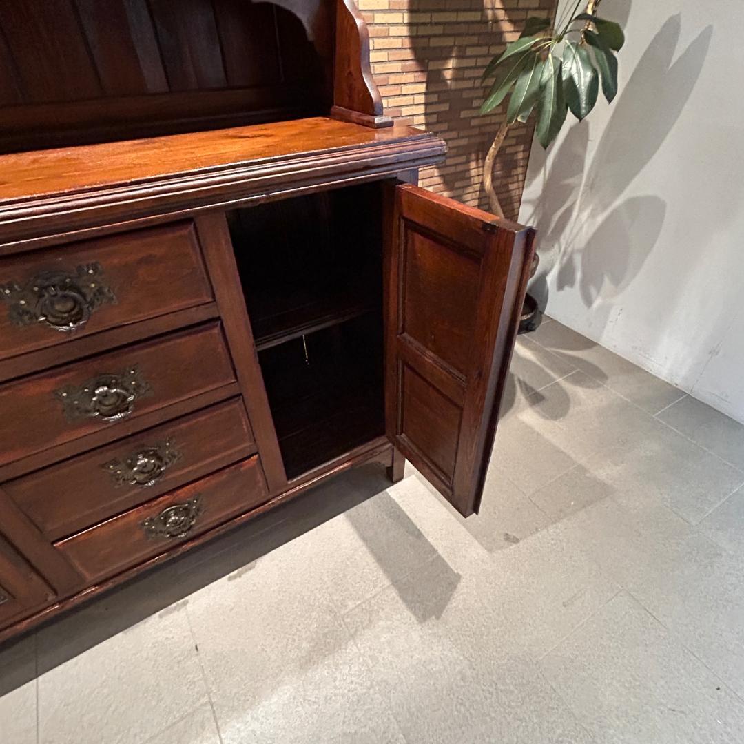 ♥英国アンティーク カップボード 食器棚 ステンドグラス