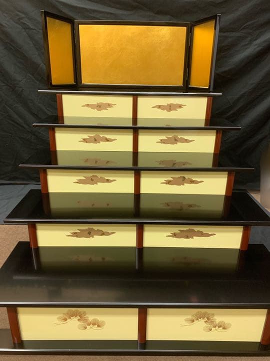 75 5段 屏風付　雛人形　1341 飾り台　屏風セット