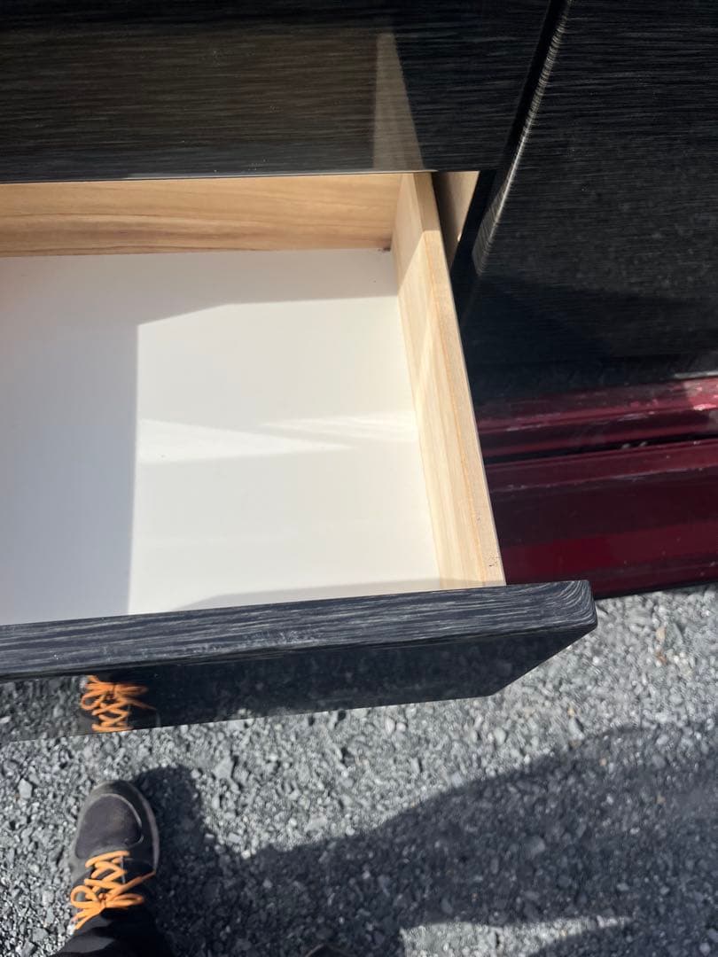 ニトリ製ブラック木製テレビ台 引き出し付き