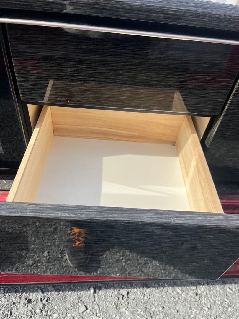 ニトリ製ブラック木製テレビ台 引き出し付き