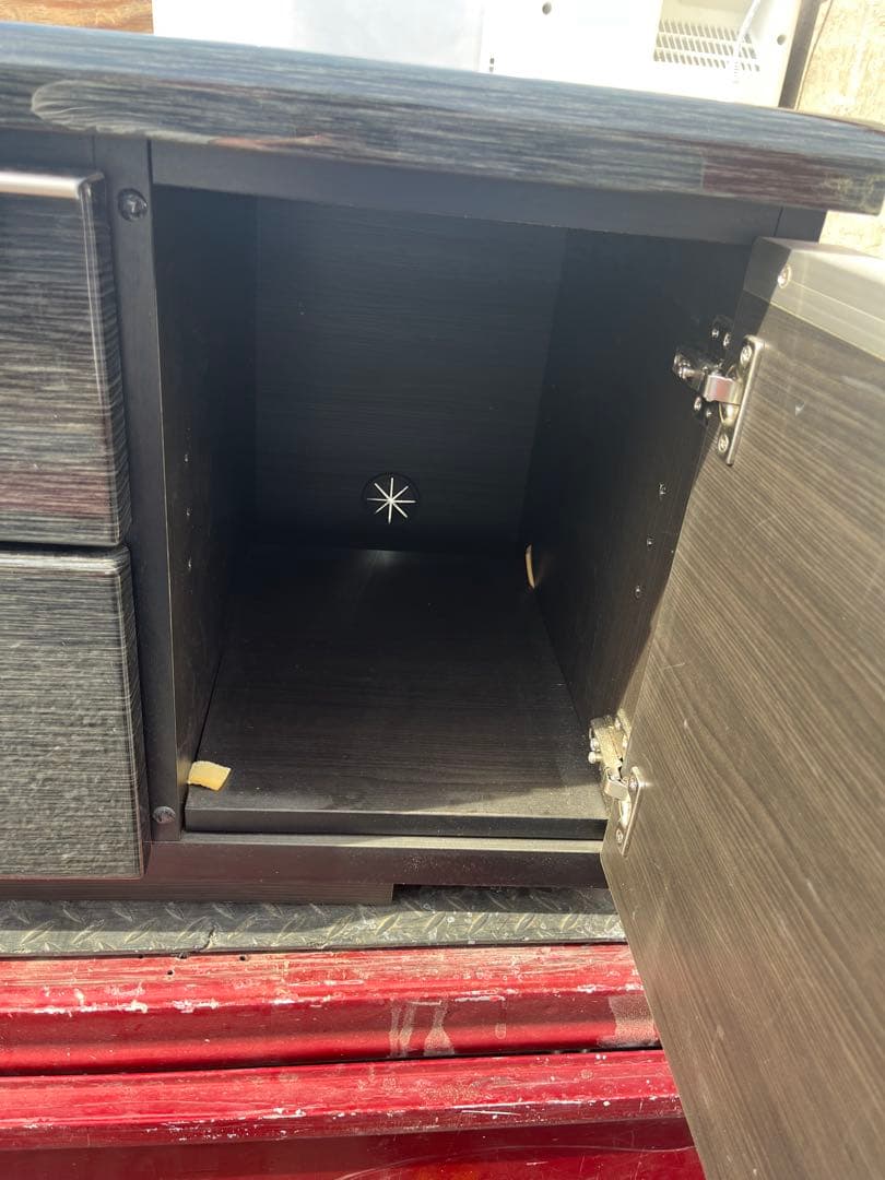 ニトリ製ブラック木製テレビ台 引き出し付き